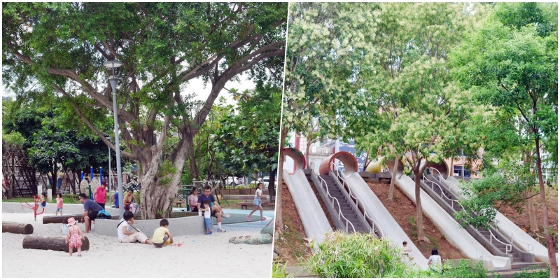 【桃園】中壢 親子免費景點推薦 老街溪河川教育中心＆新勢公園｜細說老街溪的故事 以河川為主題的教育中心  大推彩色時光隧道溜滑梯/新勢公園有超大海洋主題沙坑與攀岩場，讓小孩盡情放電的好地方。 @Mika出走美食日誌