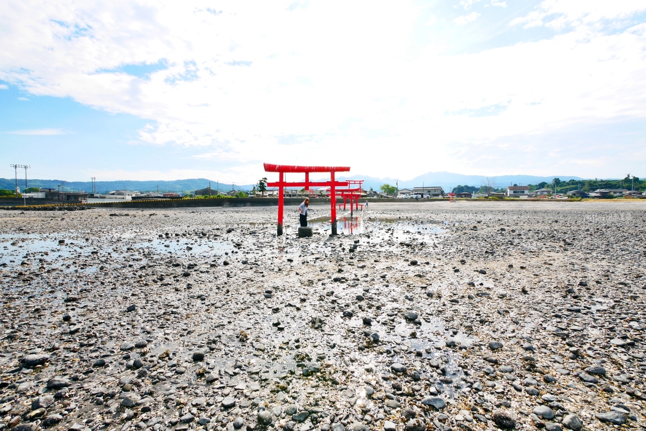 【日本】佐賀 沖之神｜ 傳說中的大魚神社「海中鳥居」，潮汐大起大落的有明海中，退潮才會現身 陸海連一線鳥居。