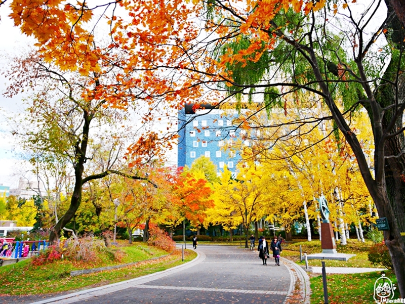 【日本】   北海道 札幌市區中的紅葉名所 中島公園 |  秋意濃 ，滿園的紅、黃、橘色的楓樹、銀杏等各種變葉木，妝點出如織錦般的美麗景色，讓人驚艷。